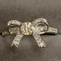 Rフリー118 モアサナイトダイヤ　リボン　S925リング