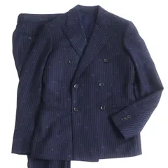 極美品□21AW ルイヴィトン モノグラム ストライプ柄 PONT NEUF FIT ウール ダブルブレスト スーツ 上下セットアップ 紺 44 伊製 正規品のサムネイル