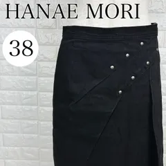 値下げ交渉OK☆ ハナエモリ HANAE MORI サイズ38 デニムラップスカート 個性的 デザイン ブラック 【A2174-20】