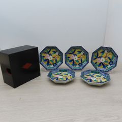 未使用品】有田焼 雅東苑窯 丸谷 花 八角銘々皿 5枚セット (B11