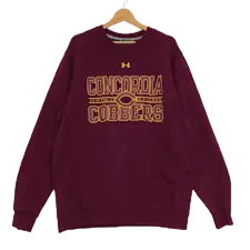 UNDER ARMOUR/アンダーアーマー カレッジプリント スポーツ CONCORDIA Cobbers 長袖 フロントプリント オーバーサイズ ビッグシルエット PAKISTAN製 メンズ XL エンジ/ワインレッド