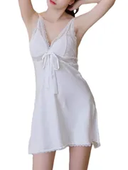 [ココスピグミー] ナイトドレス レース ハーフスリップ レース レース下着 勝負下着 レディース 0901 (ホワイト, M) [ホワイト] [M]