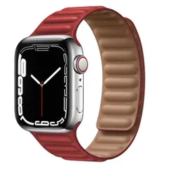 キッソス（ＫＩＳＳＯＳ） Apple Watch アップルウォッチ レザーバンド 49mm 45mm 44mm 42mm ultra ウルトラ 男女兼用 (レッド) [レッド]