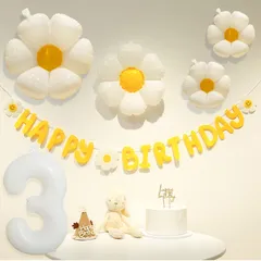 【在庫処分】フラワーバルーン 大きい 誕生日 バルーン 数字 かざりつけ 飾りシンプル 3歳祝い 女の子 バースデーバルーンセット 3歳誕生日飾り付け