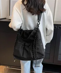 レディース ドローストリングショルダーバッグ 大容量