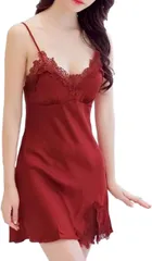 Cocos Pygmy ココスピグミー カップ付き ハーフスリップ インナースリップ インナーキャミソール レース レディース(ワインレッド,  L)