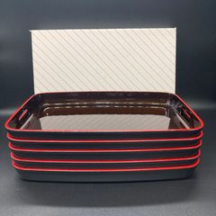 ★長方形 ラメいり 赤ライン 赤縁 長盆 お盆 5枚セット★