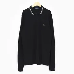 FRED PERRY フレッドペリー メンズ ユニセックス Lサイズ ポロシャツ シャツ 長袖 現行モデル ブラック 黒 ロゴ 刺繍 鹿の子 M3636