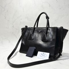 PRADA プラダ　2way ショルダーバッグ　トートバッグ　オールレザー　ブラウン　三角ロゴ