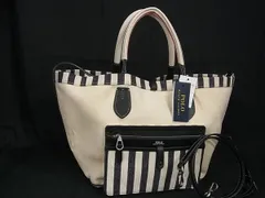 ■新品■未使用■POLO RALPH LAUREN ポロラルフローレン キャンバス リバーシブル 2WAY ハンドバッグ ショルダー ライトベージュ系 BI0324