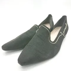 ◇ Launa lea ラウナレア 刺繍 キレイめ フラット ポインテッドトゥ パンプス サイズ24.5 ブラック レディース E  【1405140043952】