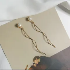 パールメタルバーフリンジイヤリング