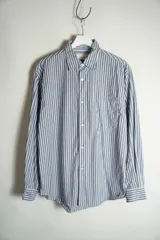 美品 BEAUTY&YOUTH UNITED ARROWS アローズ ギザコットン ストライプ 長袖 シャツ 1211-149-8112 サイズM 青 1020O★2
