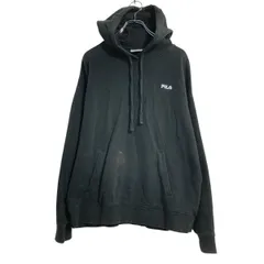 FILA ロゴスウェット パーカー XL ブラック フィラ プルオーバー ワンポイントロゴ 古着卸 アメリカ仕入 a702-6859