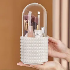 【特価商品】透明 防水 化粧品収納 防塵 360°回転 メイクブラシスタンド 蓋付き ブラシ立て コスメ収納 メイクボックス メイクブラシケース 円筒型 Easyhouse プレゼントのサムネイル