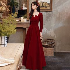 カラードレス ワンピース レディース ドレス ロング 袖付き