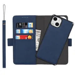 内蔵マグネット 取り外し自由 iPhone13 分離式両用2way 携帯カバー 縄掛け 背面ケース 合成PUレザー 13 + 13 TPUケース iPhone 財布型カード収納 iPhone 横開きスタンド機能 ストラップ付き カバー手帳型 スマホケース ケー