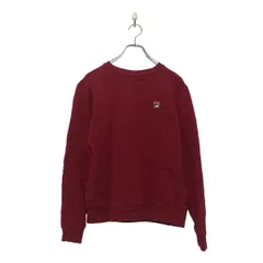 FILA プリント スウェット トレーナー フィラ M ボルドー 裏起毛 古着卸 アメリカ仕入 a605-6959