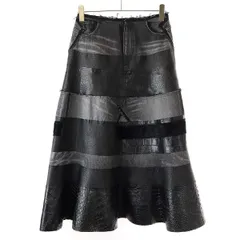 JUNYA WATANABE ジュンヤワタナベ 24AW マルチファブリックパッチワークデザイン スカート JN-S010 ブラック Sのサムネイル
