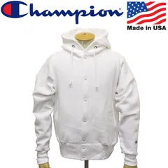 Champion (チャンピオン) C5-E103 Reverse Weave SNAP HOODED SWEAT SHIRT リバースウィーブ スナップ フードスウェットシャツ アメリカ製 2色 CN037 010ホワイト S