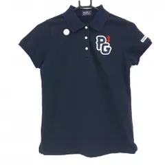 パーリーゲイツ 半袖ポロシャツ ネイビー×白 胸元ロゴ レディース 0(S) ゴルフウェア PEARLY GATES