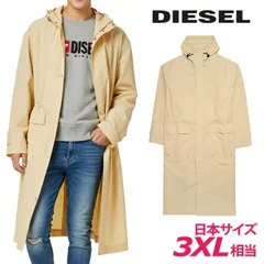 新品・未使用 ディーゼル DIESEL [3XLサイズ相当] フーデッドロングコート メンズ オーバルDバックロゴ 薄手 ナイロン J-LUI-A