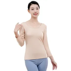 ヒートテック ストレッチ綿混 保湿 保温 8分袖 レディースインナー 長袖 長袖 防寒 ネックひろめ Uネック 肌着 インナーシャツ 秋 【贅沢な素材・やさしい肌ざわり】 レディース 冬 あったかインナー 1枚 [LAZARA]