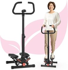 I-uki Sport 健康ステッパー 組立簡單 足踏み健康器具 ツイストエアロステッパー 静音 負荷調整付き モニター/ハンドル/専用パワーバンド付き 踏み台で全身トレーニングと筋トレ 室内運動不足を解消 自宅トレ 有酸素運動 運動器具