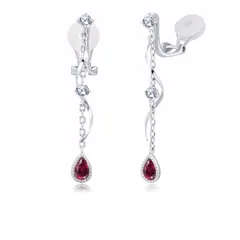 FH.bird ルビー イヤリング レディース 揺れる ドロップ シルバー925 金属アレルギー対応 ノンホールピアス 7月誕生石 大人可愛い 記念日 誕生日プレゼント 女性 人気 20代 30代 40代