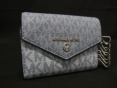 ■新品同様■ MICHAEL KORS マイケルコース MK柄 PVC 6連 キーケース 鍵入れ レディース ブルー系 BS0465