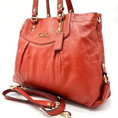 【良品】 COACH コーチ ハンドバッグ  トートバッグ ショルダーバッグ 2way キーホルダー ゴールド金具 レッド 赤色 レザー 革 A4収納可能 ユニセックス 男女兼用 メンズ レディース