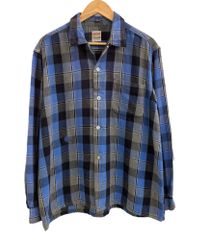 ヴィンテージ vintage 50's 50年代 CAMPUS チェック オープンカラーシャツ 開襟シャツ ループカラー ボックス 長袖シャツ ブルー 101MT-4189