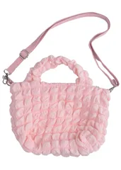 [MOCHILERO] ハンドバッグ レディース キルティング ポップコーン バッグ 可愛い モコモコ ミニ ショルダー トート 2WAY 韓国 (ピンク) [ピンク]