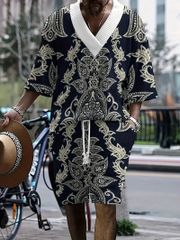 半袖シャツセットアップ ハーフパンツ 上下 055 柄シャツ 大きいサイズ ヤクザ ヤンキー オラオラ系 悪羅悪羅 服 メンズ ファッション