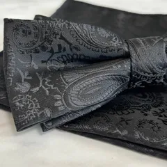 蝶ネクタイ メンズ 結婚式 黒 ブラック ペイズリー おしゃれ 二次会 パーティ 人気　n24