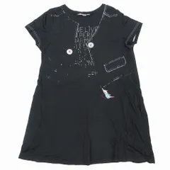 アルベロベロ ALBEROBELLO オレボレブラ ワンピース 半袖 ブタさん 刺繍 プリント ステッチ ロゴ ブラック レディース 【中古】