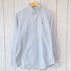 ラルフローレン　RALPH LAUREN  CLASSIC FIT オックスフォード　ストライプ　ブルー　白　サイズ12