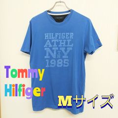 Tommy Hilfiger　トミーヒルフィガー　青　Ｔシャツ　M　コットン100％　着丈70ｃｍ　身幅47.5ｃｍ　肩幅41.5ｃｍ　袖丈20ｃｍ　古着