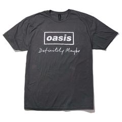 OASIS Tシャツ 新品・正規品 Definitely Maybe Distressed Text Logo-Grey