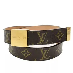 LOUIS VUITTON ルイ・ヴィトン ベルト モノグラム サンチュール キャレ ブラウン ゴールド金具 M6800 33BS137