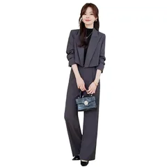 【新品】 [WULFUL] パンツスーツ レディース スーツ セットアップ 2点セット オフィススーツ カジュアル ブラウス フォーマル 着痩せ 通勤 洗える ワイドパンツ 春 秋 冬 入園式 卒業式 面接 冠婚葬祭 1