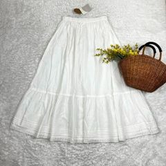 新品 ペチスカート ピンタックレース コットン ホワイト M〜L