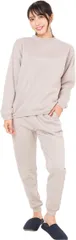 Y's factory 裏起毛 スウェット 上下セット レディース あったか ルームウェア 長袖 長ズボン トレーナー 無地 部屋着 快適 着心地 肌触り 秋 冬(ライトベージュA,  L)