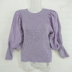 ◇ ViS ビス ニット 切替 ボリュームスリーブ 八分袖 カットソー サイズF パープル系 レディース P  【1305040009471】