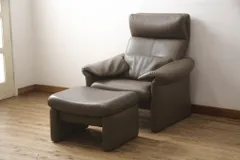 ★事前問合せ必須★ erpo エルポ MILANO ミラノ リクライニングシングルソファ オットマン セット 中古 ドイツ製 フランスベッド 牛革 本革 レザー 機能性 1人掛け 1S 1P ラバ フットスツール リペア+発送まで3週間前後 R-068551