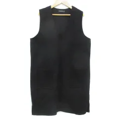 ラジェム La-gemme ワンピース ジャンパースカート ひざ丈 ノースリーブ Vネック 無地 F 黒 ブラック /FF31