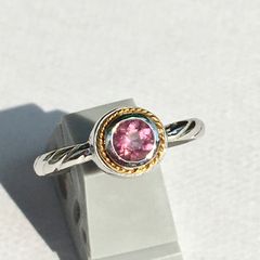 ピンクトルマリン　18金　プラチナ　コンビ　リング　10号　新品　宝石店ストック