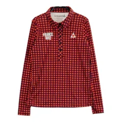 サイズ：M LE COQ GOLF ルコックゴルフ  長袖ポロシャツ チェック柄 オレンジ系 [240101484987] ゴルフウェア レディース ストスト