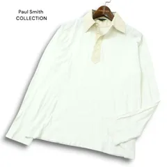 Paul Smith COLLECTION ポールスミス コレクション 通年★ 切替 長袖 ポロシャツ Sz.M メンズ 白 日本製