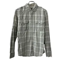 Calvin Klein Jeans 長袖 チェックシャツ S グレー カルバンクラインジーンズ 胸ポケット エポレット 長袖シャツ トップス 春物 a710-6230